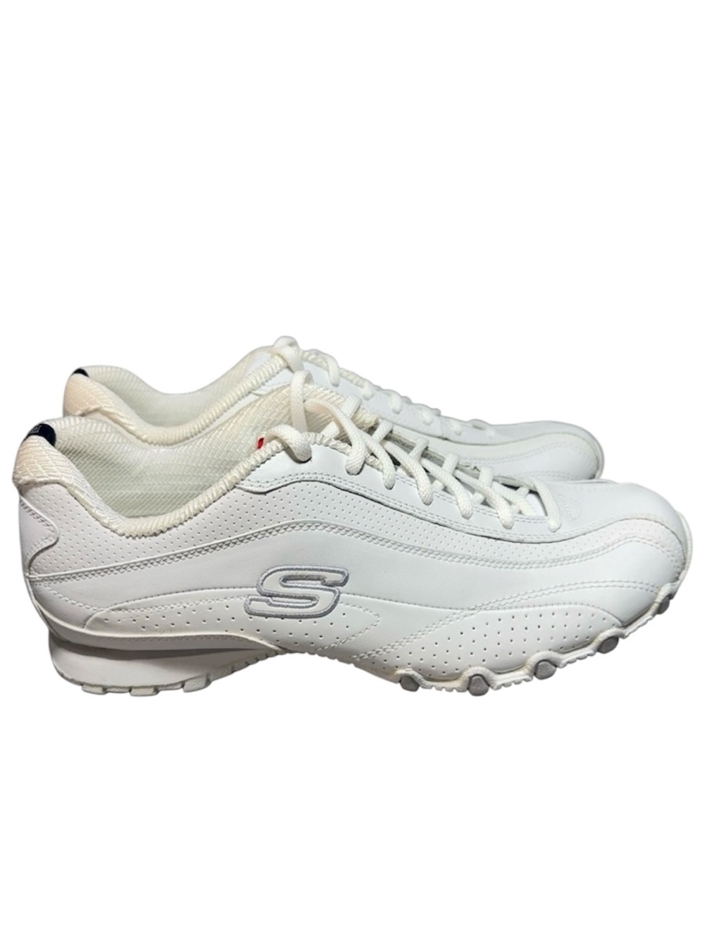 Skechers Active White Leather Athletic Low-Top Sneakers NIB Size 9